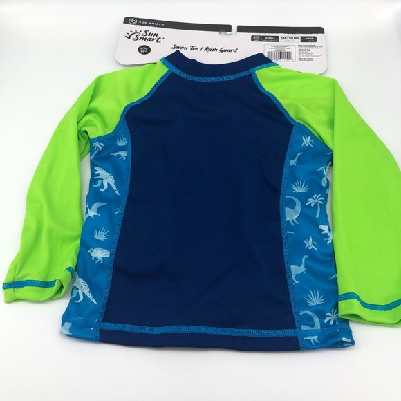 Sun Smart Kids Swim Tee Shirt Rash Guard UPF 50+, Surfing Dinosaur, Medium NWT - Picture 4 of 4